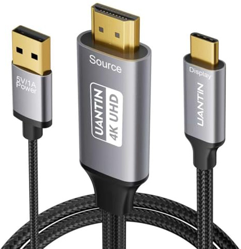 HDMI-auf-USB-C-Kabeladapter (4K, 60 Hz), unidirektionale HDMI-Quelle auf USB-C (Monitor), Kabel für XR/AR-Brille, XREAL One/Air 2 Pro, RayNeo Air 2s, PS5, tragbare Monitore