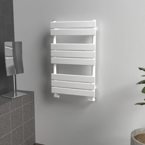 Lux Heat White Flat Designer Towel Radiator 800mm (H) x 500mm (W)