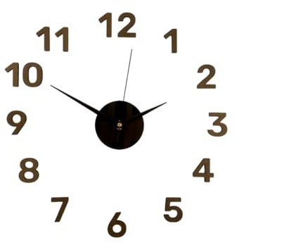 Orologio da Parete Moderno Fai Da Te, Silenzioso, 3D Adesivo, Orologio da Parete Grande Decorazione, Facile da Montare, Numeri in Legno 3D, Wall Clock Casa Cucina Ufficio Muro Idea Regalo (40-50cm)