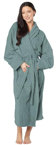 La Maison 100% Egyptian Cotton White Terry Towelling Adults Shawl Collar Bathrobe Dressing Gown Hotel & Spa Quality Dressing Gown for Men & Women