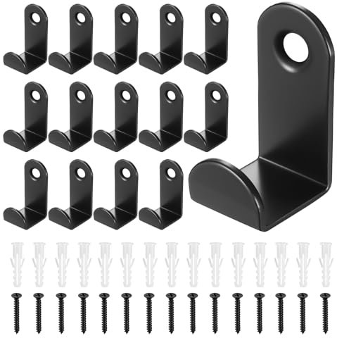 Siyurongg 15 Piezas Ganchos para Colgar Ropa - Ganchos de Pared en Metal Negro para Dormitorio, Baño, Sala, Armario - Ganchos para Toallas, Abrigos y Paneles Acústicos