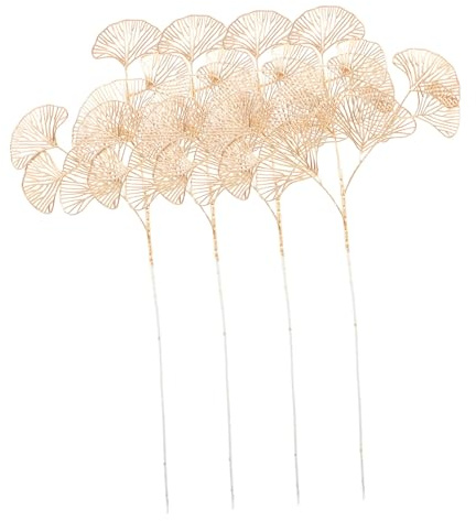 HOMSFOU 4Stücke Künstliche Ginkgo Zweige mit Realistischen Blättern für Stilvolle Wohn und Hochzeitsdekoration Langlebig und Pflegeleicht für Schlafzimmer und Wandschmuck