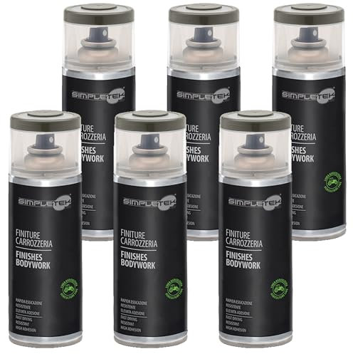 SIMPLETEK - 6X Bombolette Spray Vernice Veicoli Grigio Compatibile con Fiat Carrozzeria Finiture Agricola 400 ml V400CAR31 (Kit da 6 pezzi)