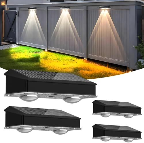 Hqynss Solarlampen für Außen Garten, 4 Stück IP65 Wasserdicht Solar Wandleuchte Aussen, Solarleuchten für Außen Garten mit 3 Modus, LED Gartenzaunlichter für Terrasse Wand Treppen Zäune