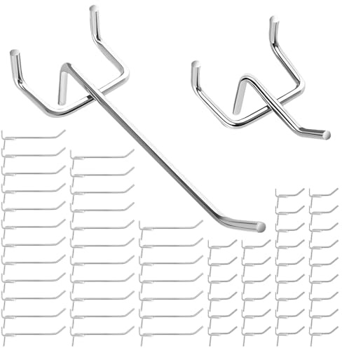 GZXUEHU 60 Pièces Crochets Panneau Perforé, Écartement des Trous 32mm, Anti-Rouille et Durable, Bonne Capacité de Charge, pour Cuisines, Supermarchés, Étagères à Outils (5 cm, 10 cm)