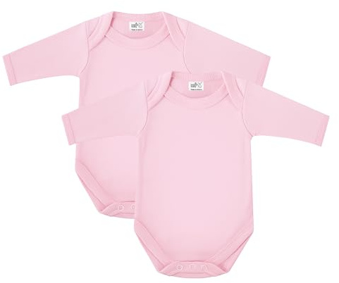 Baban Baby Long Sleeve Bodysuit Vests 2 Pack | 100% Cotton Long Sleeve Baby Vests, Made in Britain, Boys or Girls, Machine Washable, Loved by Parents Award