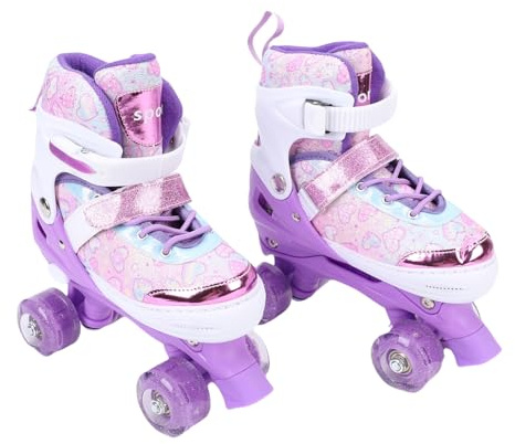 Drfeify Rollschuhe für Kinder, Schlittschuhe mit Dreifachem Knöchelschutz, Zweireihige Rollschuhe in Mehreren Größen mit Blinkenden Rädern (L)