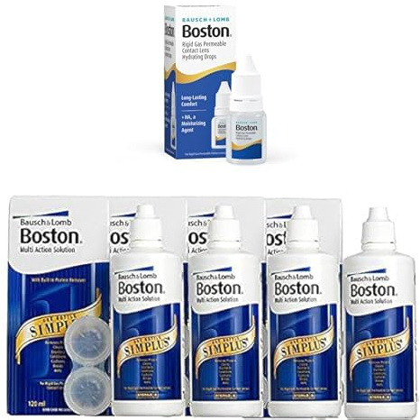 Boston RGP Contact Lenses Eye Drops and Boston Simplus Multi-Action Solution, 4X 120ml Contact Lens Solution for RGP Contact Lenses