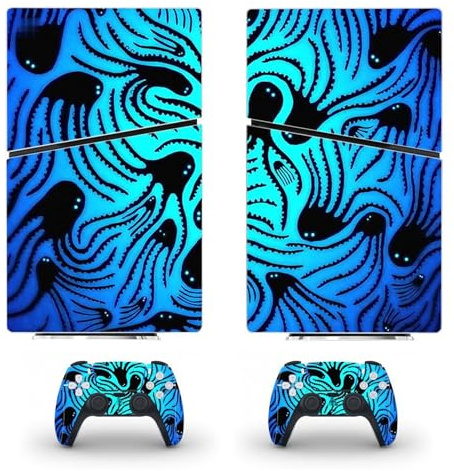 Sans Résidus Pour PS5 Slim Skin Disc Edition & Digital Console Et Manette Vinyl Cover Skins Wraps Scratch Resistant, Compatible Avec Pour 39199 Autocollant Protection Premium Peau(Digital Edition)