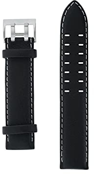 Lederarmband Uhrenarmband Armband 22 mm bombiert schwarz mit Beiger Naht für Junkers