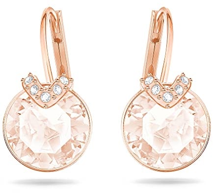 Swarovski Bella V Drop-Ohrhänger, Rundschliff, Goldfarben, Roségold-Legierungsschicht