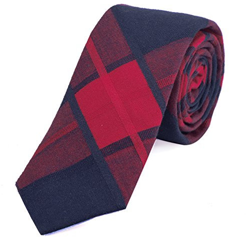 DonDon Herren Krawatte kariert 6 cm rot-dunkelblau