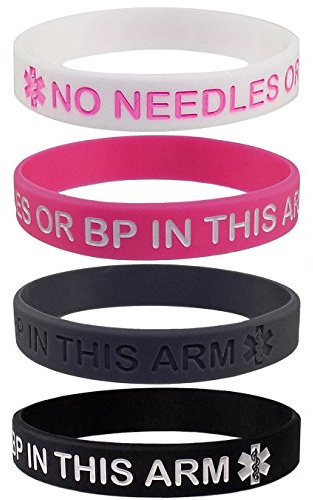 Max Petals Lymphedema Alert NO Needles OR BP This ARM Silicone Bracelet Wristbands