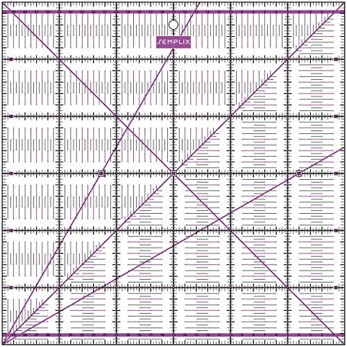 SEMPLIX Patchwork-Lineal Quilt-Lineal, transparent, mit cm-Skala und Winkelfunktionen, ideal für Patchwork und zum Basteln, 30 x 30 cm (lila)