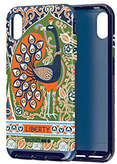 Tech Enterprises Protective Apple iPhone XS Max Case Slim Faux Leather Back Cover with FlexShock - Evo Luxe Francis Liberty - Green/Orange