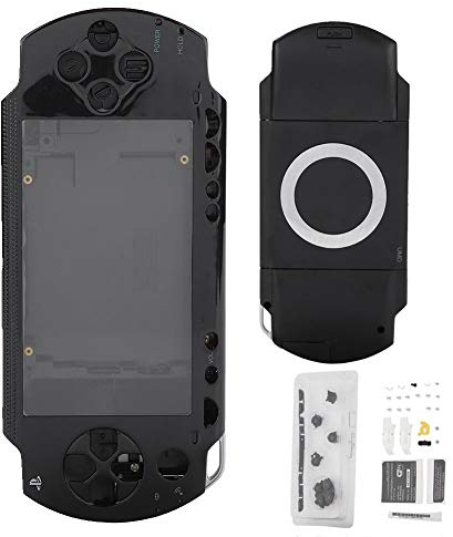 ASHATA Coque de Protection Complet Boîtier Housse de Remplacement Coque Antidérapante avec kit de Boutons pour 1000 Console de Jeu (Noir)