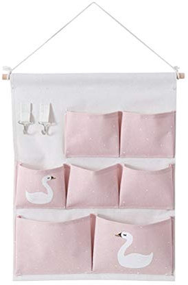 Cabilock - Borsa portaoggetti da appendere in cotone e lino, organizer creativo da parete, porta armadio, borsa per riporre oggetti, colore: rosa