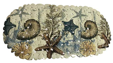RHP Badewanneneinlage Badewannenmatte Duschmatte Anti-Rutsch-Matte Dusche Badewanne 35 x 67 cm (Beige Seestern Oval)