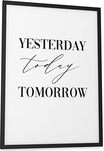 Papierschmiede® Typografie Poster, 30x40 cm, Wanddeko Wohnzimmer, Schlafzimmer, Küche, schwarz-weiß Bild mit Spruch OHNE Rahmen, Yesterday