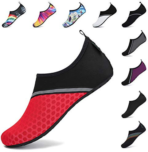 SAGUARO Zapatos Agua Mujer Zapato Calcetin Hombre Deporte Natación Zapatos de Verano Unisex Escarpines Agua Yoga Rojo 42/43 EU