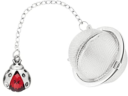 UPware 18/8 Stainless Steel 2 Inch Mesh Tea Ball Infuser/Tea Interval Diffuser/Tea Strainer Infuser with Zinc Alloy and Crystal Glass Ladybug Charm