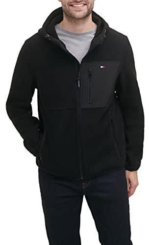 Tommy Hilfiger Hooded Performance Fleece Jacket Veste, Noir/Noir Technique Mixte, XX-Large Homme