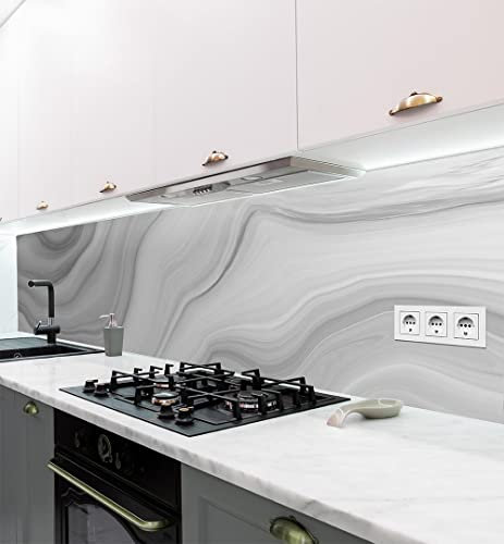 MyMaxxi Küchenrückwand Folie selbstklebend matt - einfache Montage ohne Bohren 0,4mm stark Versteift - Motiv Marmor grau 60cm hoch - Wandbild Küche - Wand-Deko - Steine Mauer Farbverlauf 220 x 60cm