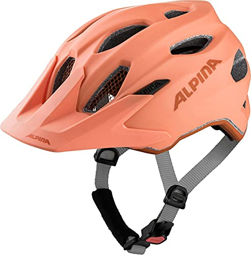Alpina Carapax JR. - Leichter, Robuster & Sicherer Fahrradhelm Mit Fliegennetz & Optionalen LED-Licht Für Kinder, Peach matt, 51-56 cm