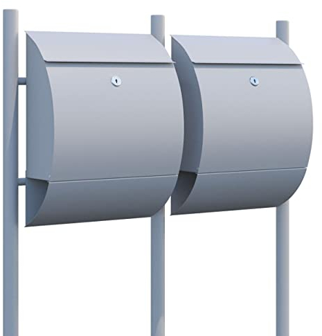 Doppelter Standbriefkasten for Two in Grau, Design Briefkasten Sunshine for Two Grey - Bravios
