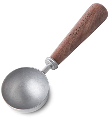 Easyworkz Retro Kaffeelöffel aus Edelstahl mit schwarzem Walnuss-Griff 10 g, Messlöffel, für Kaffeebohnen oder Tee, Jahrgang