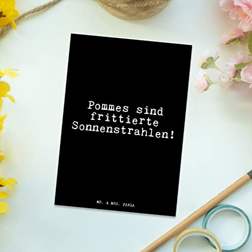 Mr. & Mrs. Panda Postkarte Pommes sind frittierte Sonnenstrahlen!... - Geschenk, Essen Spruch, Dankeskarte, Pommes Frites, Spruch Geschenke, lustiger
