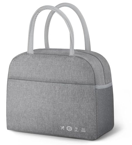 DALINDA Lonchera para mujeres y hombres, reutilizable, aislada, bolsa térmica a prueba de fugas, bolsa de alimentos de alta capacidad para viajes, trabajo, escuela, picnic, color gris