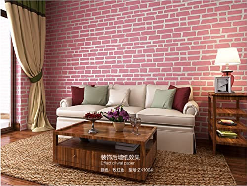 Rose Papier Peint intissé 9,5 m x 0,53 m Motif De Brique Modernes Minimaliste Papier Peint 3D Optique Papier peint non-tissé pour Chambre Salon TV Fond