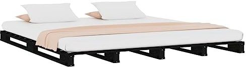 vidaXL Pallet Bed without Mattress Black Small Double Solid Wood