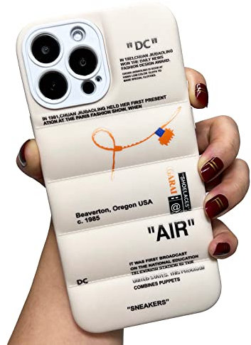 GaraiCkeey Sports Shoes Brand Puffer Silicone Phone Case for iPhone 14 Pro Max 6.7 inch, Sneakers Ins Classic Cool Label Pattern Soft TPU Full Body Protective Cover for iPhone 14 Pro Max (White)