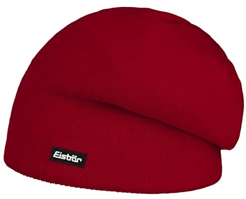 Eisbär Ogle Oversize Strickmütze Wollmütze Beanie Wintermütze Damen/Herren - Made in Austria mit Futter, Oversize, Herbst-Winter Winter - One Size rot