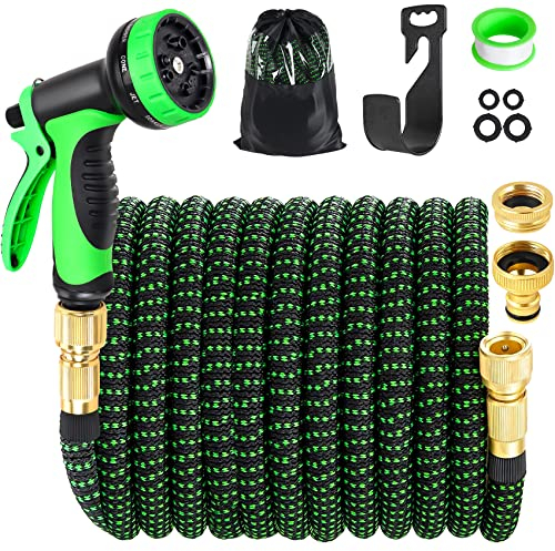 SKYAYA Garden Hose Pipe Expandable 50ft 15m Flexible Hose Pipe with 3/4 1/2 Connector, Hosepipes Water Hose for Garden Expanding Hose 10 Function Spray Nozzle for Watering, Cleaning, Car Washing