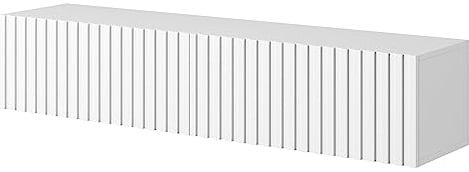 Selsey Telire - Armario RTV, Blanco con Frente de lamelas, 140 cm