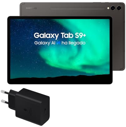 Samsung Galaxy Tab S9+, 512 GB, WiFi + Cargador 45W - Tablet Android con IA, Ranura MicroSD, S Pen Incluido, Gris (Versión Española)