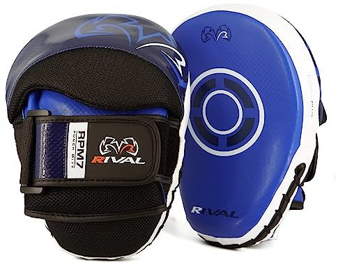 RIVAL Boxing RPM7 Fitness Plus Punch Mitts - Curved Striking Surface, Hook and Loop Wrist, Ergonomic Fit, and Padded Finger Protector