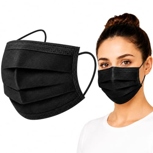MEGAPHONIC Einwegmasken 100 Stück, 3-lagige Mund-Nasen-Masken Blau, atmungsaktive Einwegmaske mit Ohrschlaufen, Mundschutz für Alltag & Hygiene