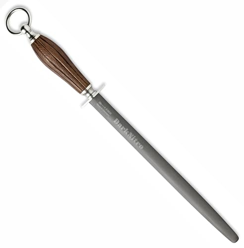 F. DICK Wetzstahl, DarkNitro (Wetzstahl 30 cm Spezialbeschichtung für hohen Abtrag, harte Messer Messerschärfer oval magnetisiert Griff Eichenholz Made in Germany) 71103302, Eiche