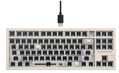EPOMAKER x Feker Galaxy80 Gaming Mechanische Tastatur KIT Gasket, aus Aluminiumlegierung Barebone Kit, mit Hot-Swap-fühig, NKRO, fur Win/Mac/Gamer (Black, Galaxy80 Kit) (White, USB-C Kit)