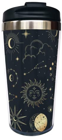 Fenmshairy Sun Moon and Star Travel Coffee Mug 13 Oz, Magic Eye Astrolabe | Insulated Tumbler Cup with Lid, Mother's Day, Birthday & Christmas Gift for Men, Women, Friend, Bestie, Sister