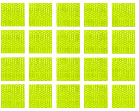VekAuto Reflektierende Aufkleber 20 STK Für Autos PET | Fluoreszierend Gelb, 5x5cm, Quadratische Form, Universal Für LKW, Anhänger, Fahrräder, Selbstklebend, Lackschonend