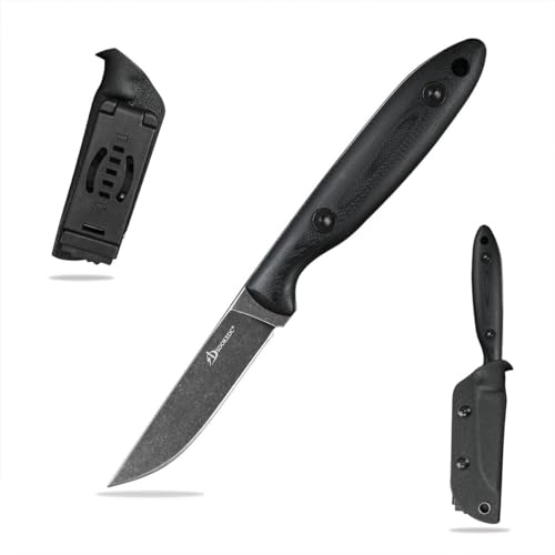 SDOKEDC DC53 Stahl messer Feststehende Klinge mit G10 Griff & Kydex Scheide Jagdmesser für Männer EDC Outdoor Camping Survival (schwarz & schwarz G10 Griff)
