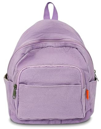 Boziee Piccolo zaino in tela da donna, zaino da città, zaino per la scuola, per donne, ragazze, adolescenti, scuola, viaggi, lavoro, taglia piccola (tela, viola)