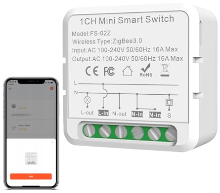 JAOGAUS Zigbee Mini interruttore intelligente, modulo smart wlan fai da te, interruttore della luce intelligente Zigbee Hub richiesto, automazione domestica, compatibile con Smart Life/Tuya APP, Alexa