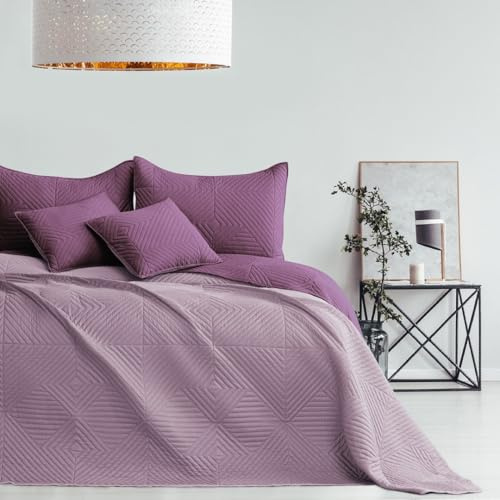 texpot Bettüberwürf 240 x 260 cm violett-Flieder Tagesdecke zweiseitig Ultrasonic Steppung