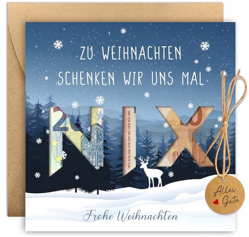 Luckeey Geldgeschenk Weihnachten Verpackung, NIX Geldgeschenke Weihnachten, Geschenkverpackung Gutschein Karten Weihnachten Geschenke für Männer Frauen - ZU WEIHNACHTEN WIR SCHENKEN UNS MAL NIX